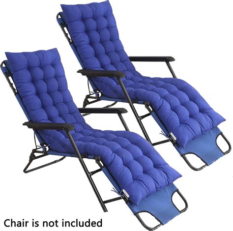 2PCS Sun Lounger Cushion,Garden Furniture Cushions with Non-slip Cover and 6 Pairs Bands Patio ...