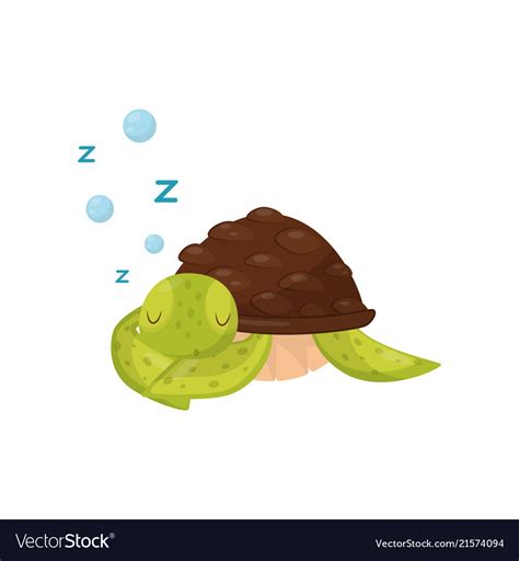 Flat icon of cute sleeping turtle marine Vector Image