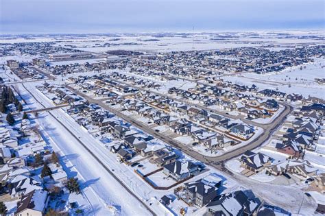 Aerial View of Warman, Saskatchewan on the Canadian Prairies Stock ...