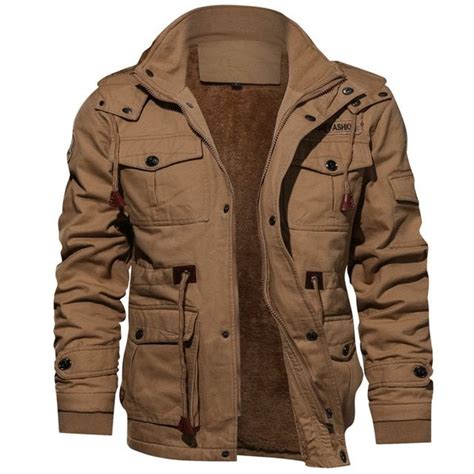 Men's Winter Fleece Jackets Warm Hooded Coat Thermal Thick Outwear Male Multipocket Military ...