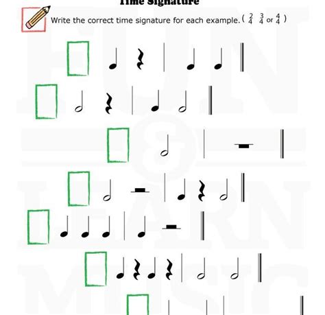 Time Signatures Worksheet