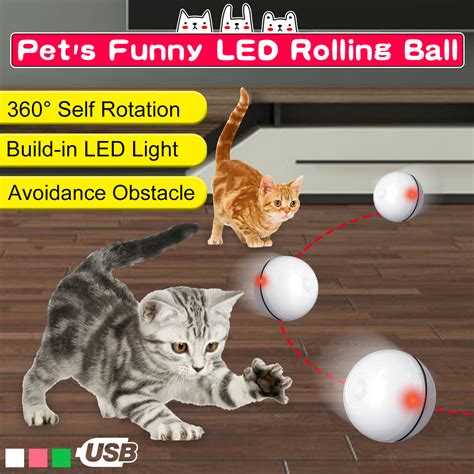 Smart interactive pet toys led luminous ball usb charging smart cat toy ...