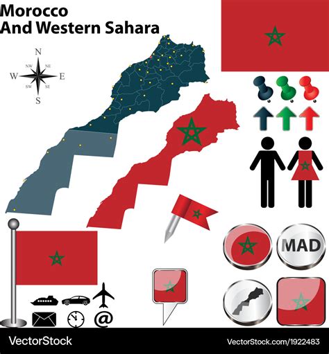 Morocco and western sahara map Royalty Free Vector Image