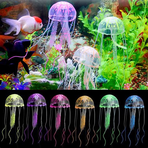 6/4 Pcs Jellyfish Aquarium Decorations, TSV Glowing Effect Artificial ...