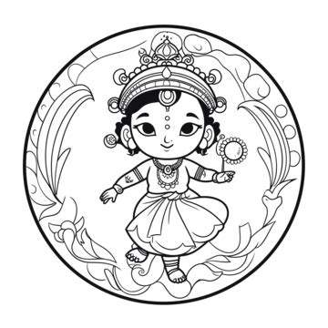 Coloring Page Of Krishna Krishna Boy Face In His Native Dress ...