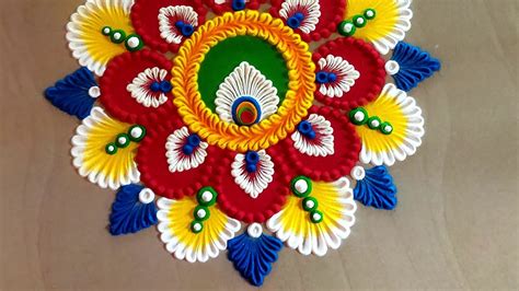 simple rangoli design for festival. Easy rangoli designs. Diwali ...