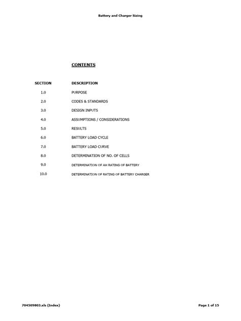 Battery Sizing Template | PDF | Battery Charger | Relay