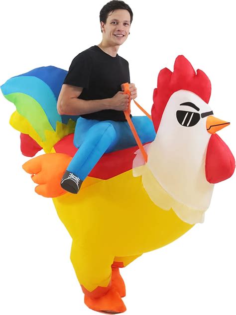 Buy KOOY Inflatable Costume Rooster Ride On Chicken Costume Adult Halloween Costumes For Men ...