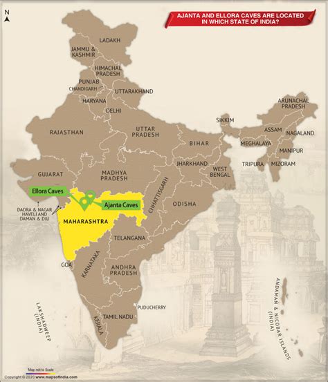 Map Showing Location of Ajanta and Ellora Caves in India - Answers