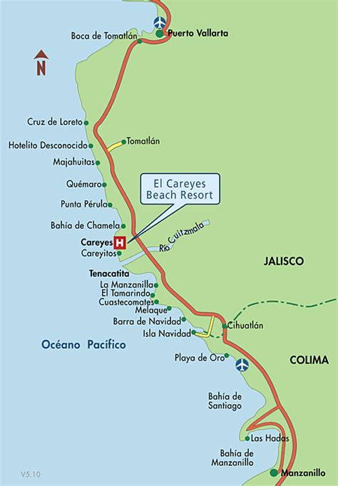 Mapa de Ubicacion Hotel El Careyes Beach Resort, Careyes Mexico