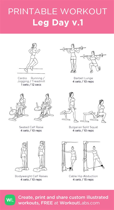 Leg Workout Chart For Women