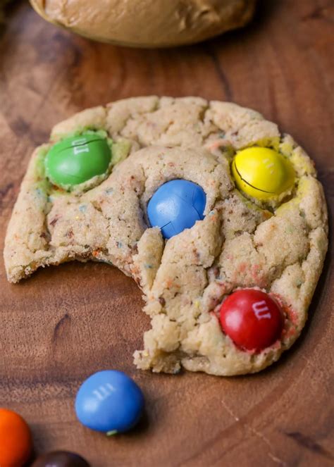 Chewy Peanut Butter Cookies with M&Ms | Lil' Luna