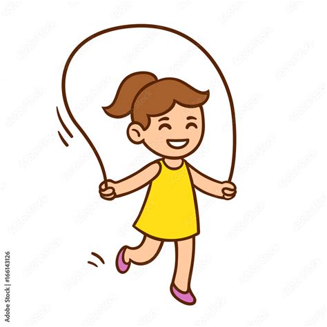 Cartoon girl jumping rope Stock Vector | Adobe Stock