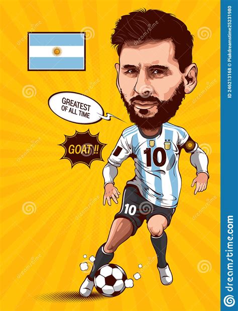 Illustrative Editorial Cartoon of Lionel Messi 10 Editorial Stock Photo - Illustration of comic ...