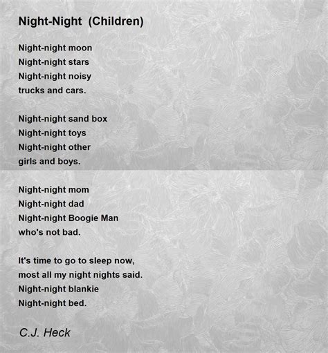 Night-Night (Children) Poem by C.J. Heck - Poem Hunter