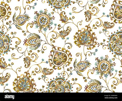 hand painted Paisley Allover Pattern Stock Photo - Alamy