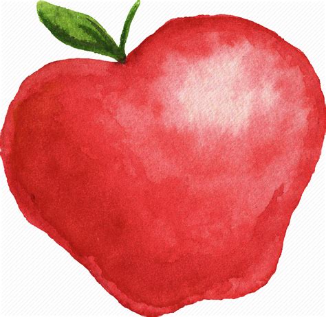 Apple, cuisine, food, fruit, fruits, watercolor, watercolors icon ...