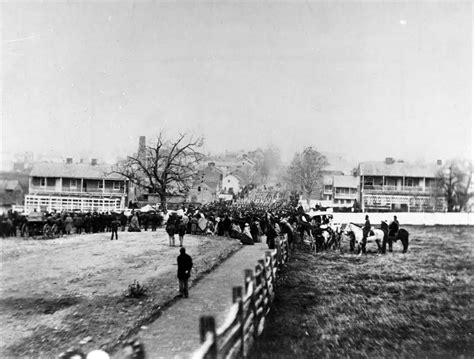 Taken on Nov. 19, 1863, the town of Gettysburg. The citizens are possibly on their way to hear ...