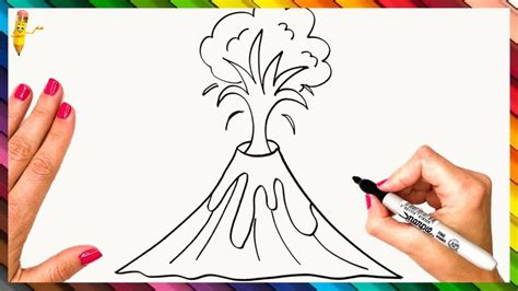 How To Draw A Volcano Step By Step 🌋 Volcano Drawing Easy | Volcano ...