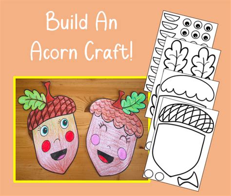 Mash > Autumn > Build An Acorn Paper Craft - Cut & Stick Activity