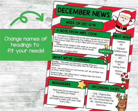 Editable December Newsletter Template December Newsletter - Etsy