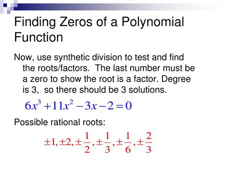 PPT - Lesson 3.4 – Zeros of Polynomial Functions Rational Zero Theorem PowerPoint Presentation ...