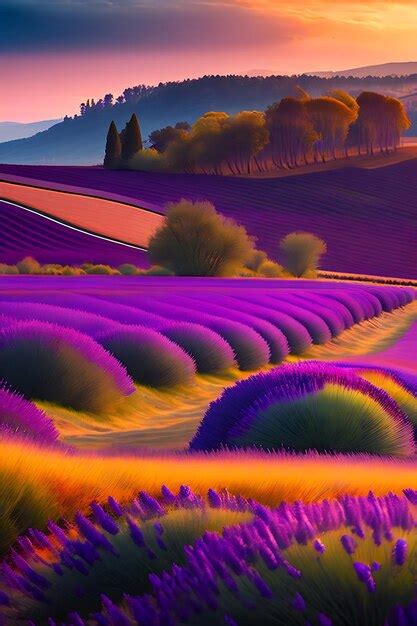 Premium AI Image | A picturesque landscape filled with lavender fields