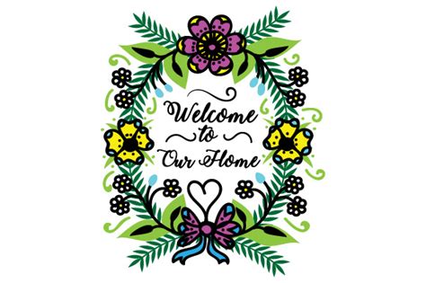 Welcome to Our Home Floral Wreath SVG Cut file by Creative Fabrica ...