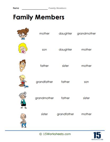 Family Members Worksheets - 15 Worksheets.com