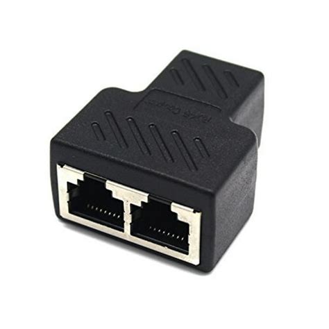 RJ45 Splitter Adapter 1 to 2 Dual Female Port CAT 5/CAT 6 LAN Ethernet Socket Splitter Connector ...