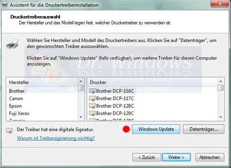 Drucker-Treiber über Windows Update aktualisieren