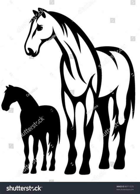 Standing Horse Vector Illustration Outline Silhouette Stock Vector ...