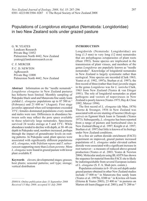 (PDF) Populations of Longidorus elongatus (Nematoda: Longidoridae) in two New Zealand soils ...