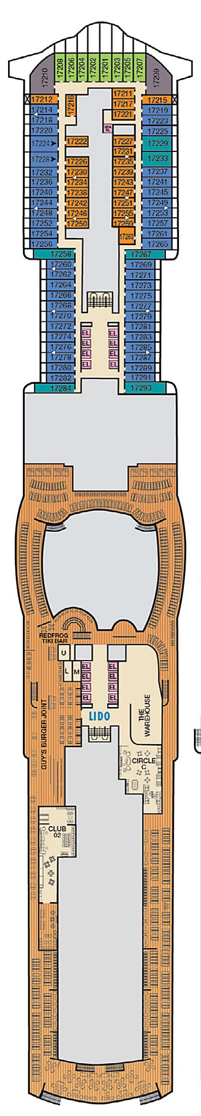 Carnival Jubilee Deck 17 - Activities & Deck Plan Layout