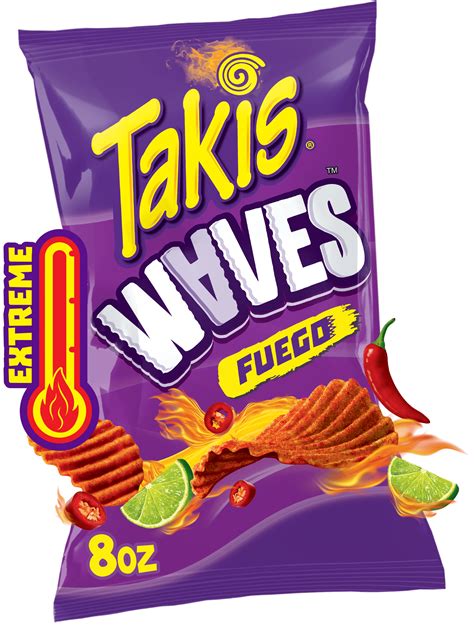 Takis Fuego Waves 8 oz Sharing Size Bag, Hot Chili Pepper & Lime Wavy ...