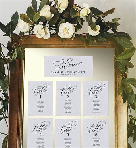 Printable Wedding Seating Cards