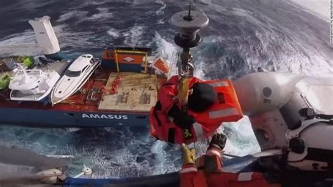 Video shows dramatic crew rescue after Dutch cargo ship lost power during storm - CNN Video