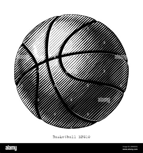 Basketball hand draw vinatge style black and white clip art isolated on ...