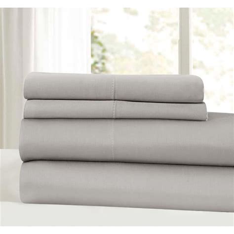 4pc Bamboo Sheet Set Solid Light Gray Queen - Walmart.com - Walmart.com