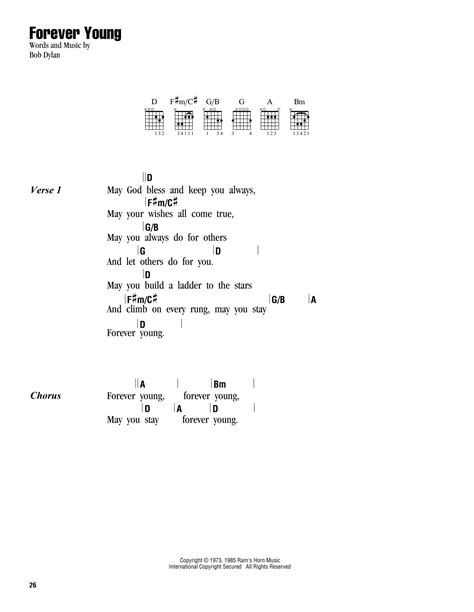 Forever Young by Bob Dylan - Guitar Chords/Lyrics - Guitar Instructor