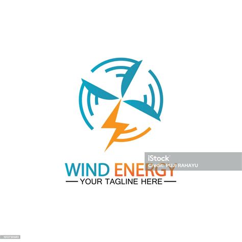 Wind Energy Logo Renewable Energy Icon With Wind Turbines And Thunder Bolt Isolated On White ...