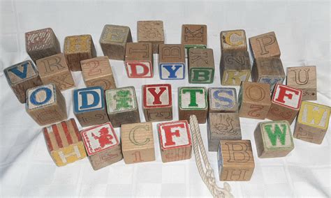 Toy Wooden 32 Blocks Letter Alphabet Wooden Vintage - Etsy