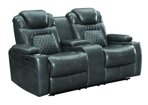 Leatherette Diamond Tufted Power Recliner Loveseat with Storage Console, Black | Power reclining ...