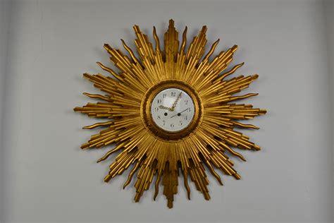 Large Giltwood Sunburst Clock, Mid-20th Century | Retro Station