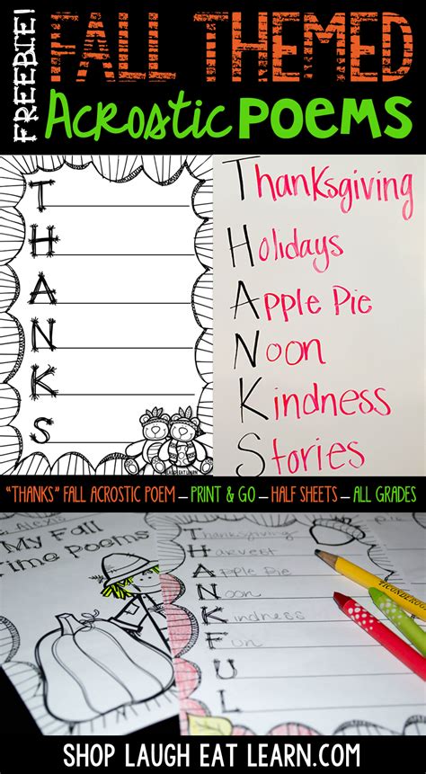 Fall Acrostic Poems {Freebie} | Acrostic, Simple poems, Acrostic poem