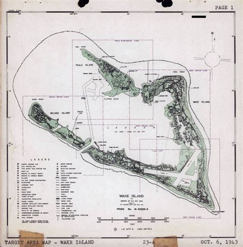 Large detailed topographical map of Wake Island - 6, October, 1943 ...