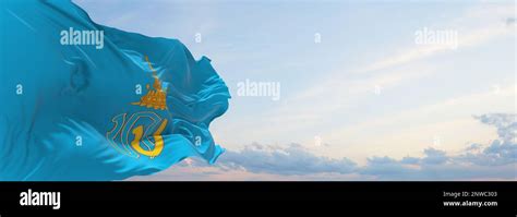 official flag of Royal Prince Dipangkorn Rasmijoti Thailand at cloudy sky background on sunset ...