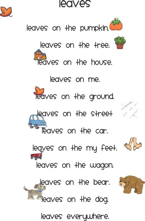 Preschool Poems, Kids Poems, Fall Preschool, Preschool Behavior, Reading Poems, Reading Writing ...