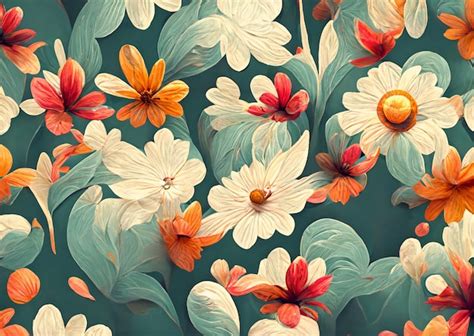 3d drawing wallpaper. colorful flowers digital art | Premium AI ...