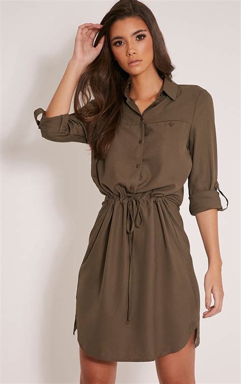 Madalie Khaki Tie Waist Shirt Dress | Dresses, Shirt dresses uk, Maxi ...